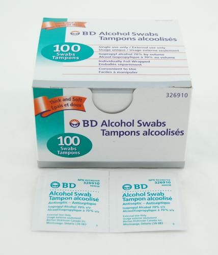 BD alcohol swabs CA/12 x 100