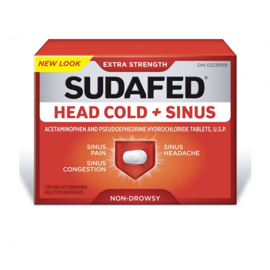 SUDAFED EXTRA STRENGTH HEAD COLD & SINUS - 12 CAPLETS